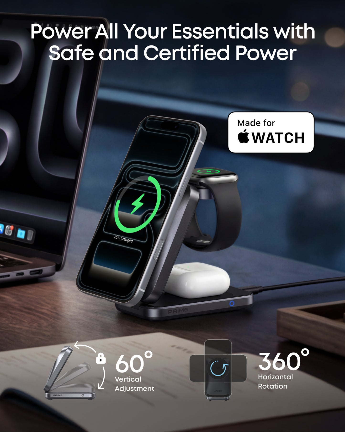 Anker Prime 25W 三合一無線充電器