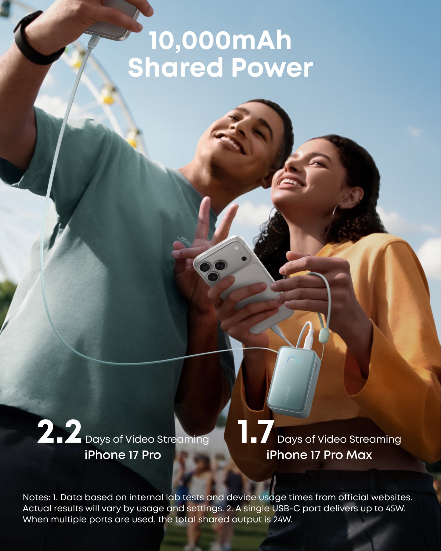 Anker Nano 移動電源（10K, 45W, 内置可伸縮充電線）