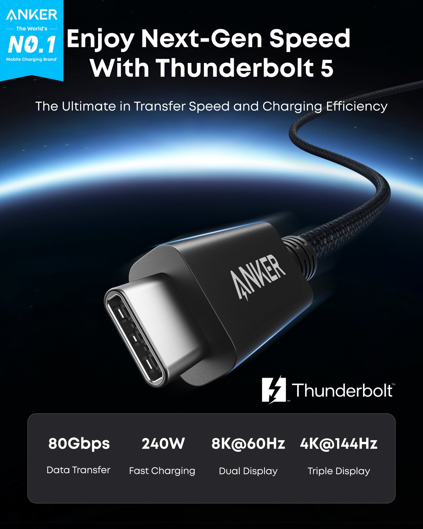 Anker Prime Thunderbolt 5 數據線